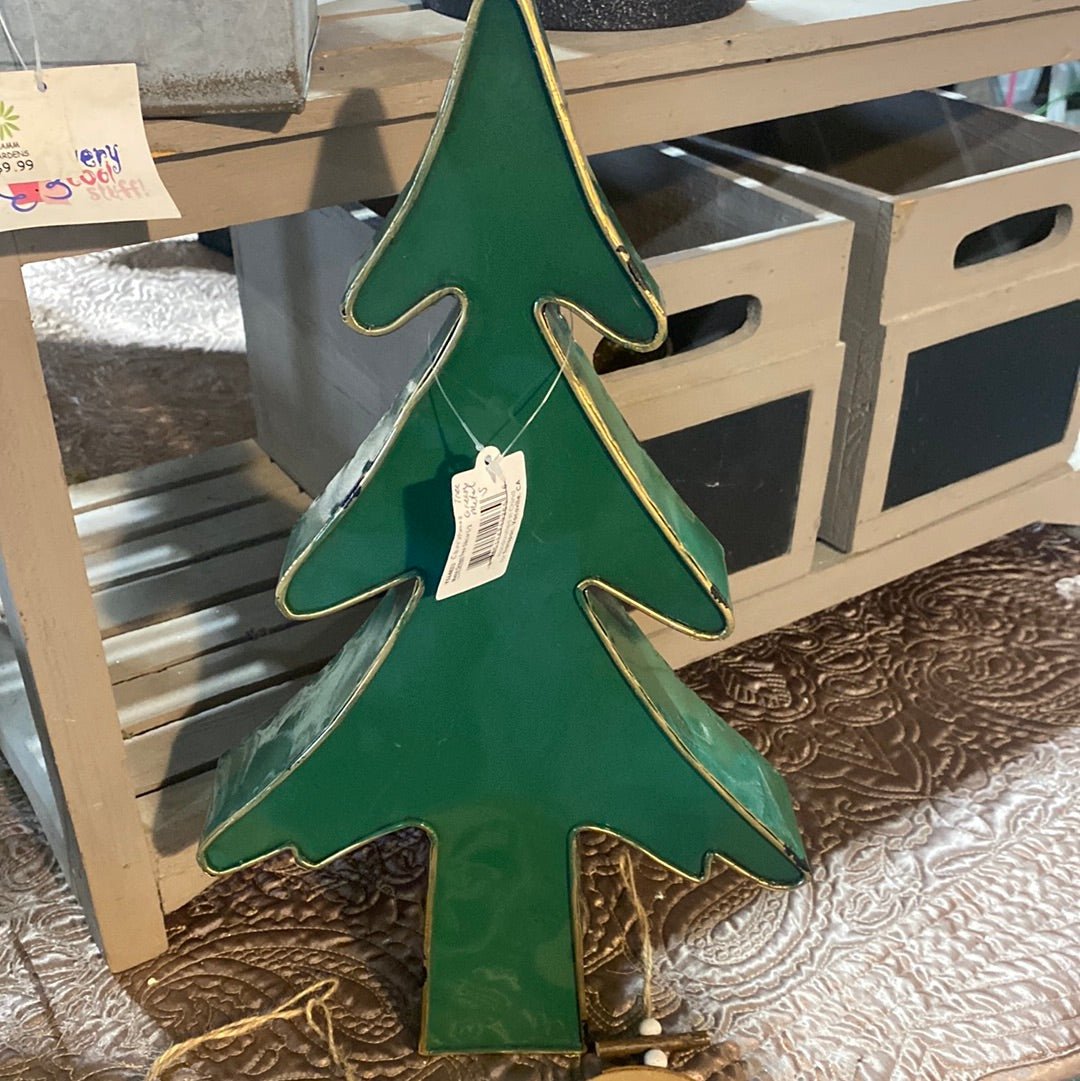 Christmas tree, Green metal evergreen