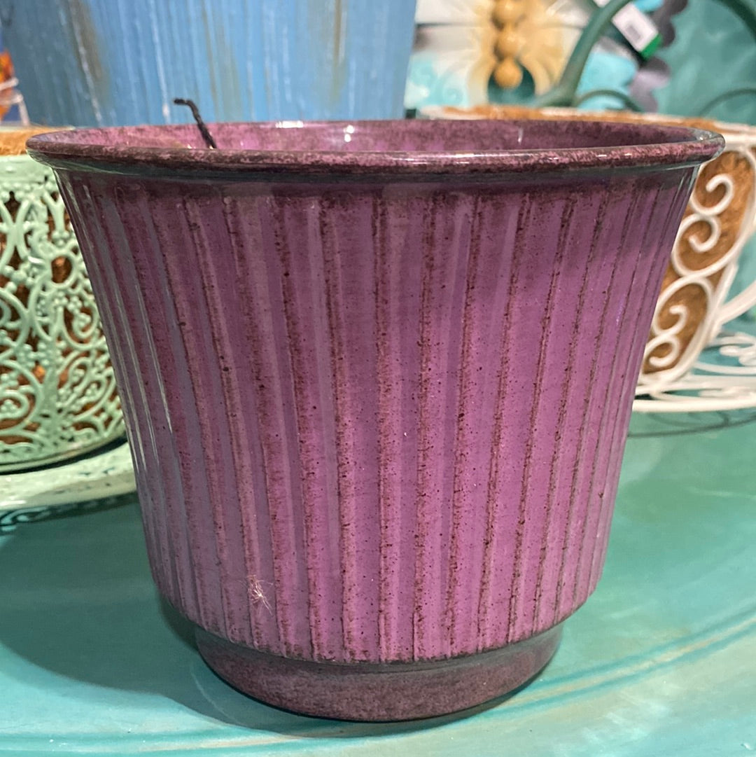 Metal Planter - Purple-round : 6"