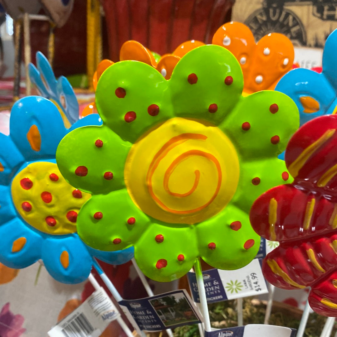 Metal Flower Pot Sticker  Multi Colored