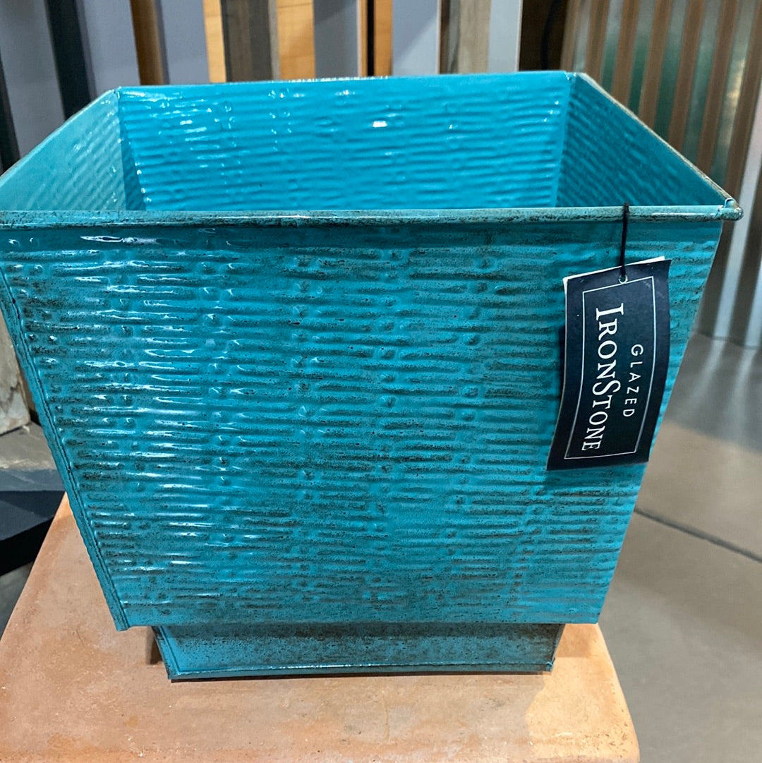 Metal Planter - Blue-square : 10"