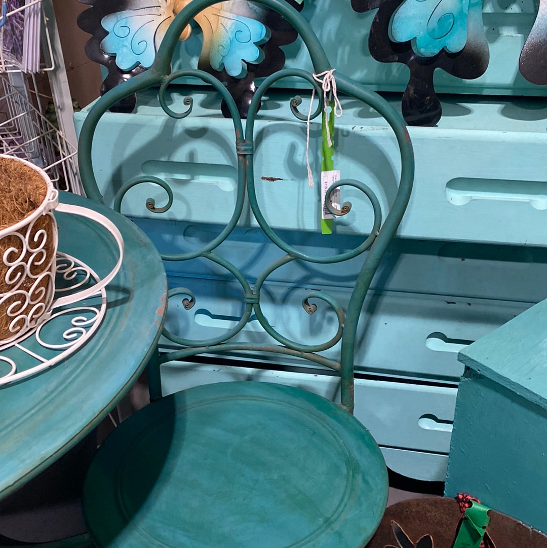 Chair, Metal Scrolled - turquoise