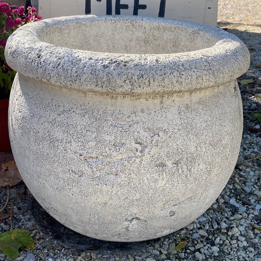 Planter, Round kettle pot concrete