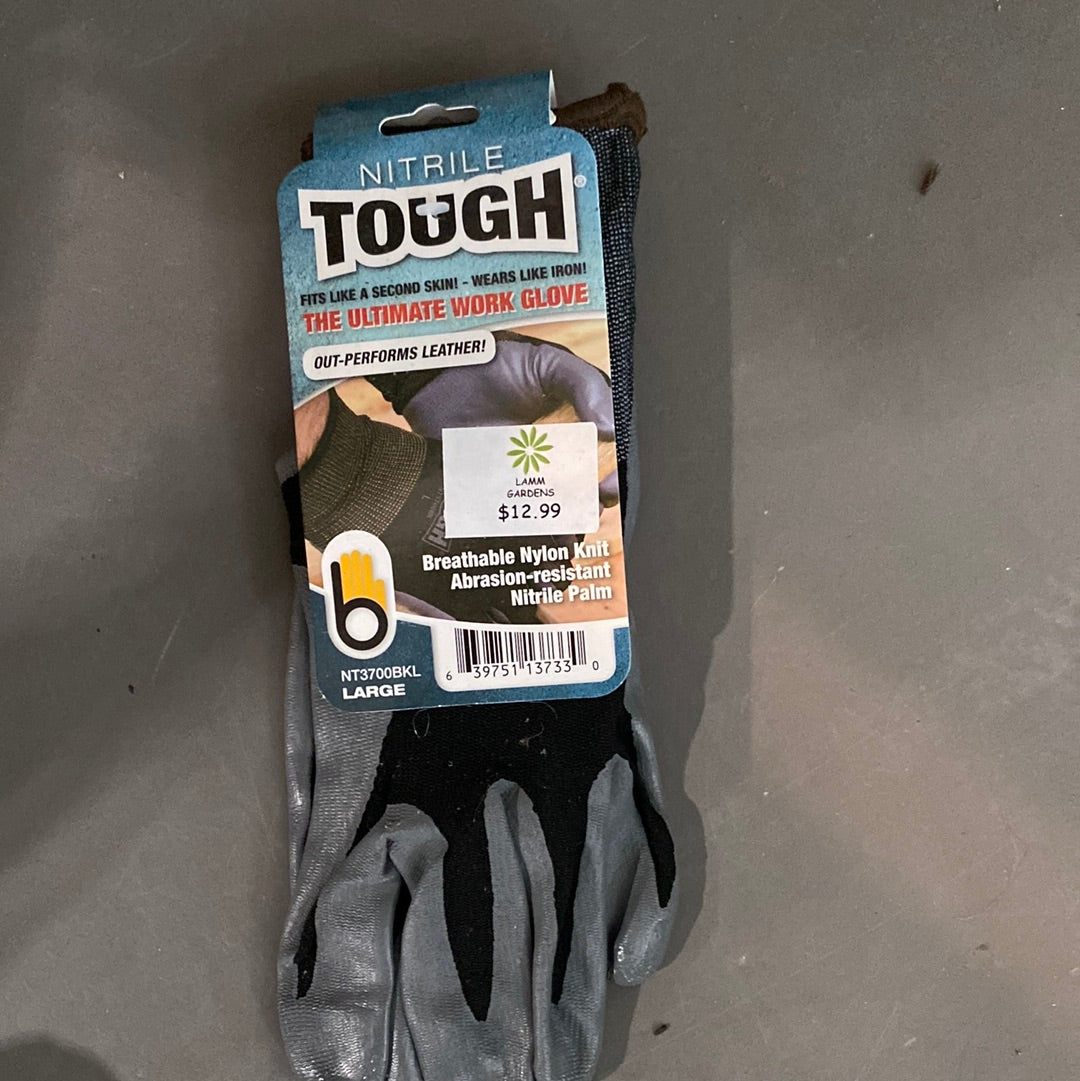 Nitrile TOUGH Gloves-black : Large