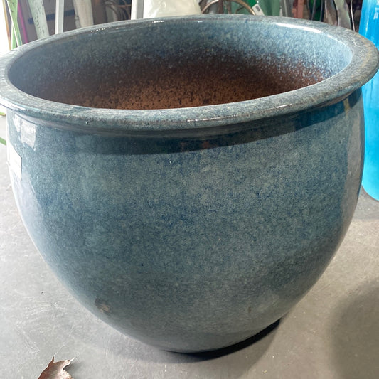 Blue Fish Bowl Pottery-blue : 19"