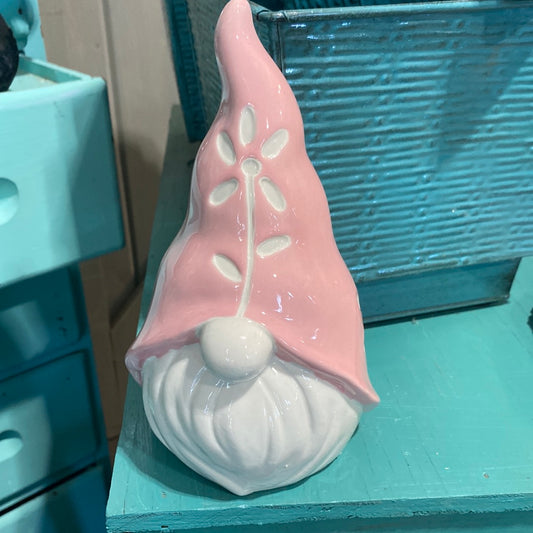 Gnome - flower hat pink 8"