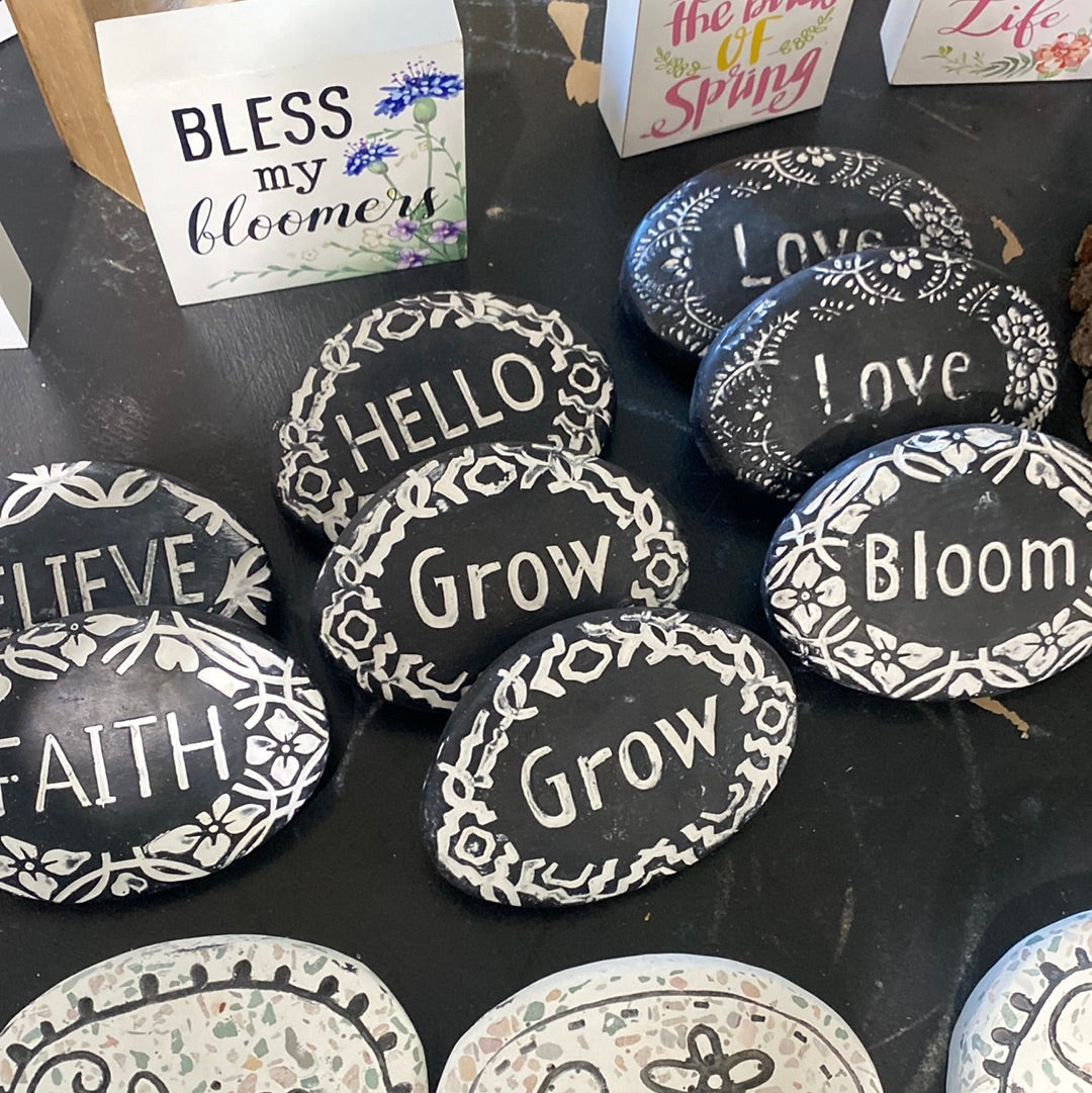 Black Stones with Words-resin