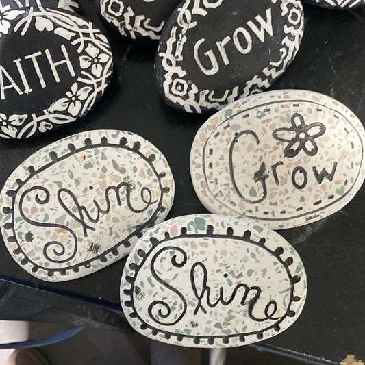 Cement Stones with Words-resin