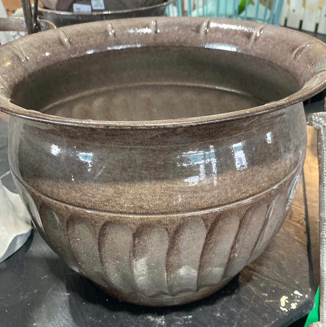 Metal Planter - Brown-round : 12"