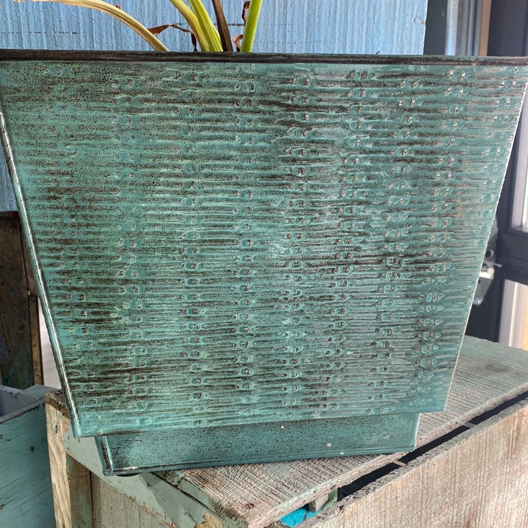 Metal Planter - Blue-square : 12"