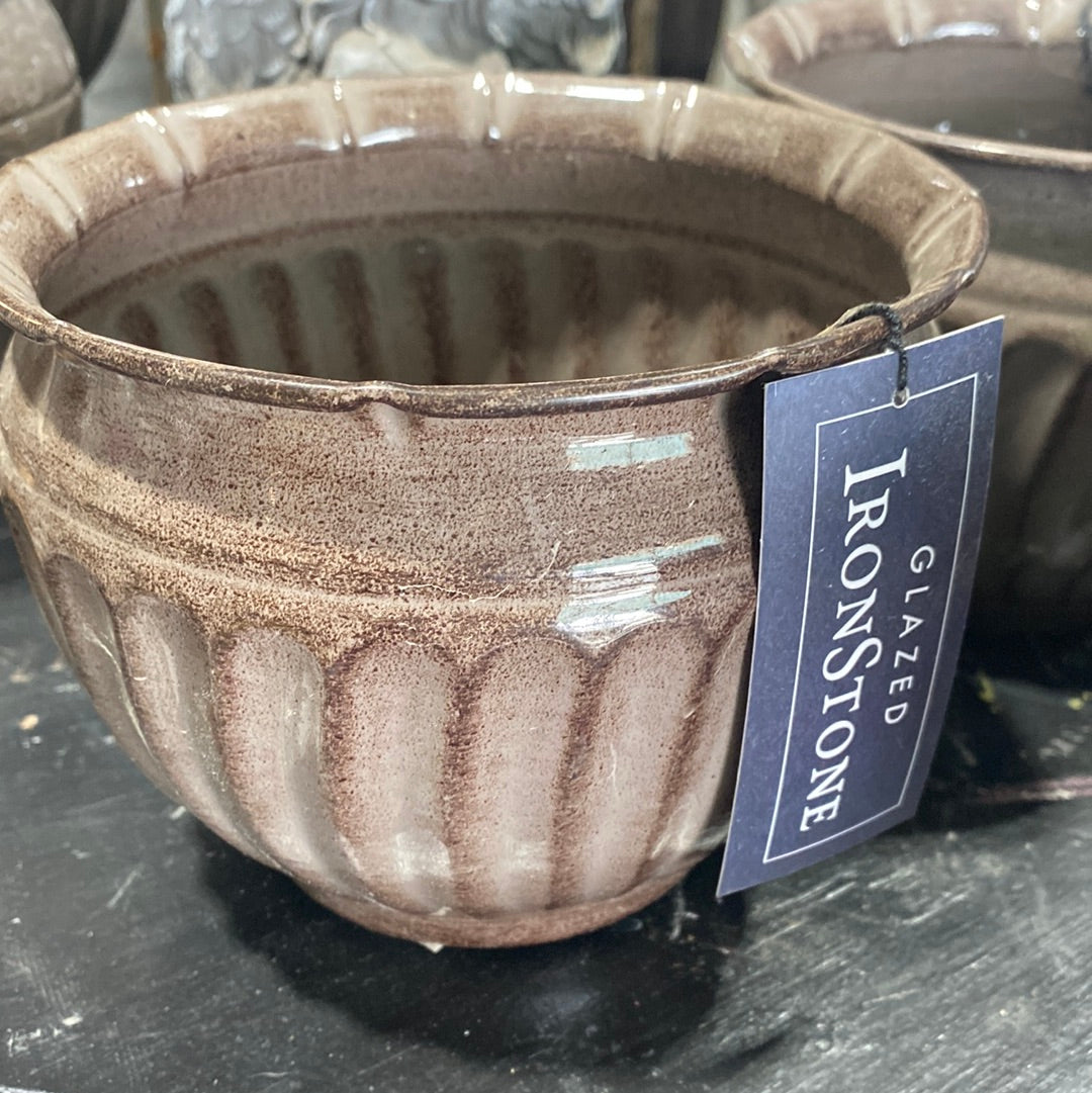 Metal Planter - Brown-round : 6"
