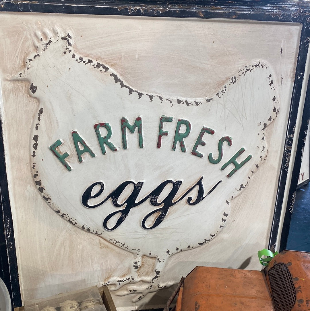 Sign, Farm Eggs-metal