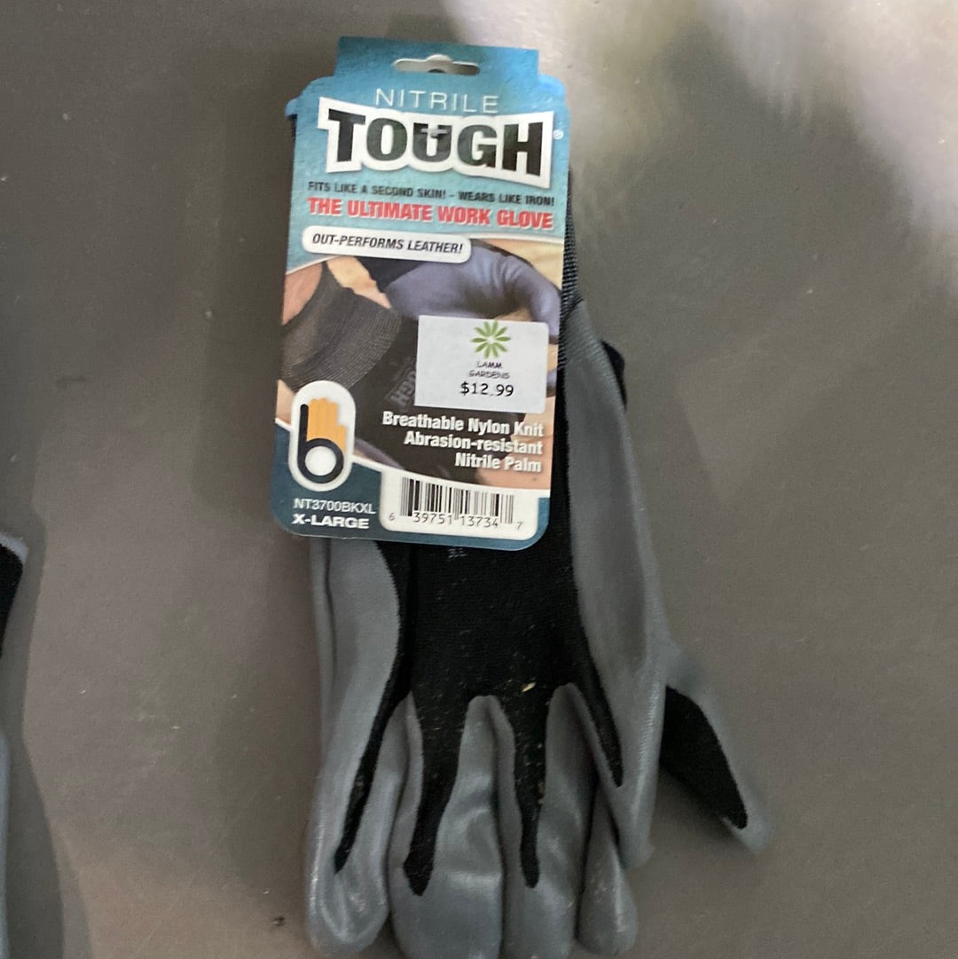 Nitrile TOUGH Gloves-black : X-large