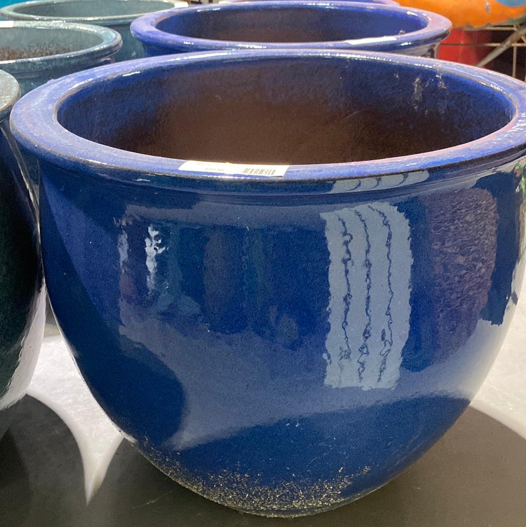 Blue Fish Bowl Pottery-blue : 19"