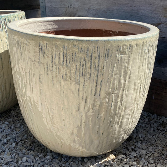 Pottery, Cream/blue   Egg Planter 21"