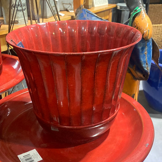 Metal Planter - Red-round : 12"