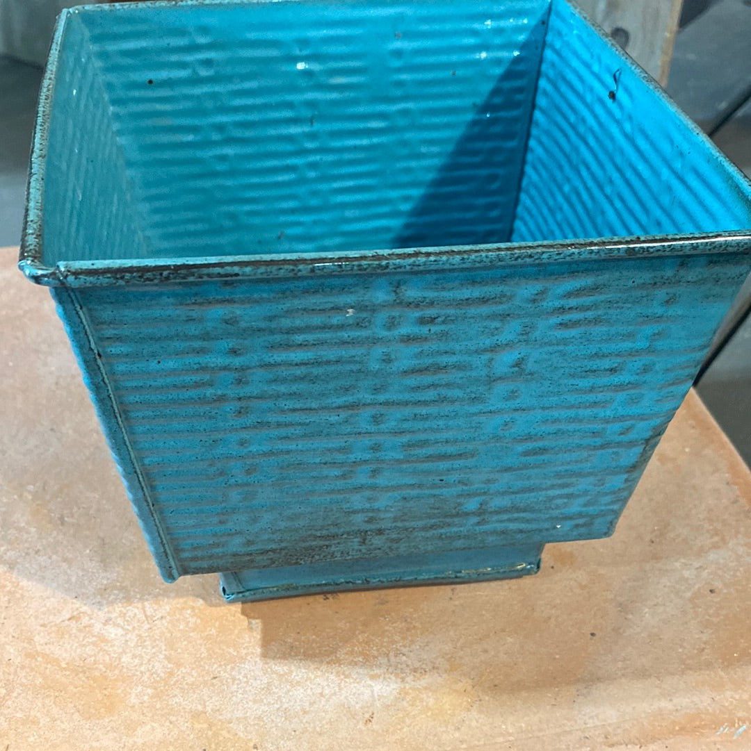 Metal Planter - Blue-square : 6"